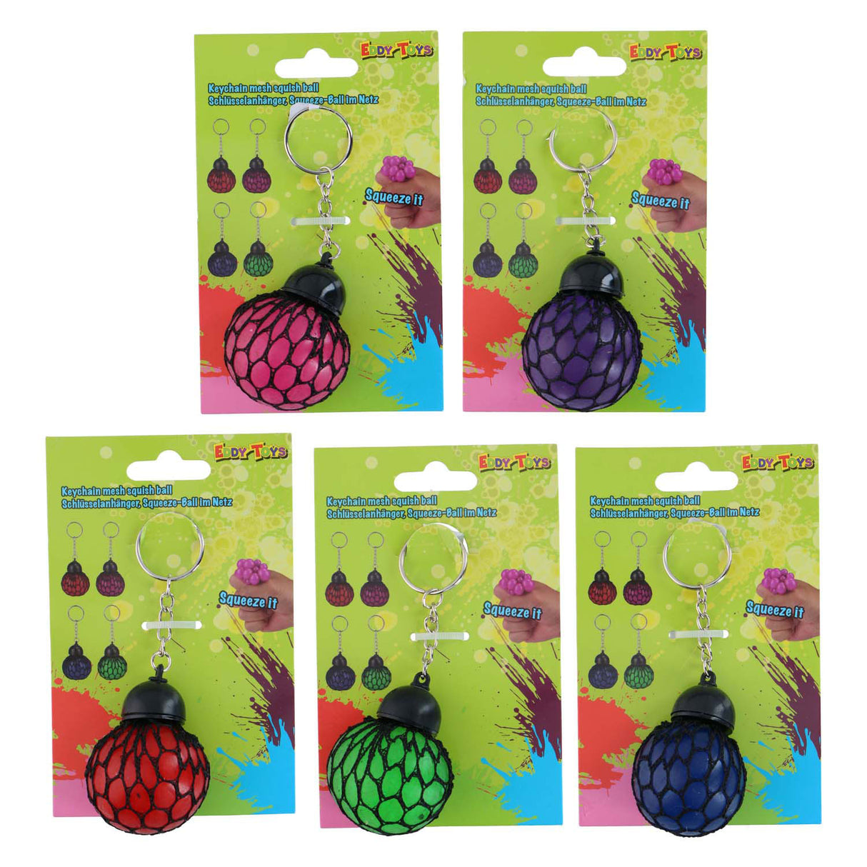 Key ring mesh squish ball