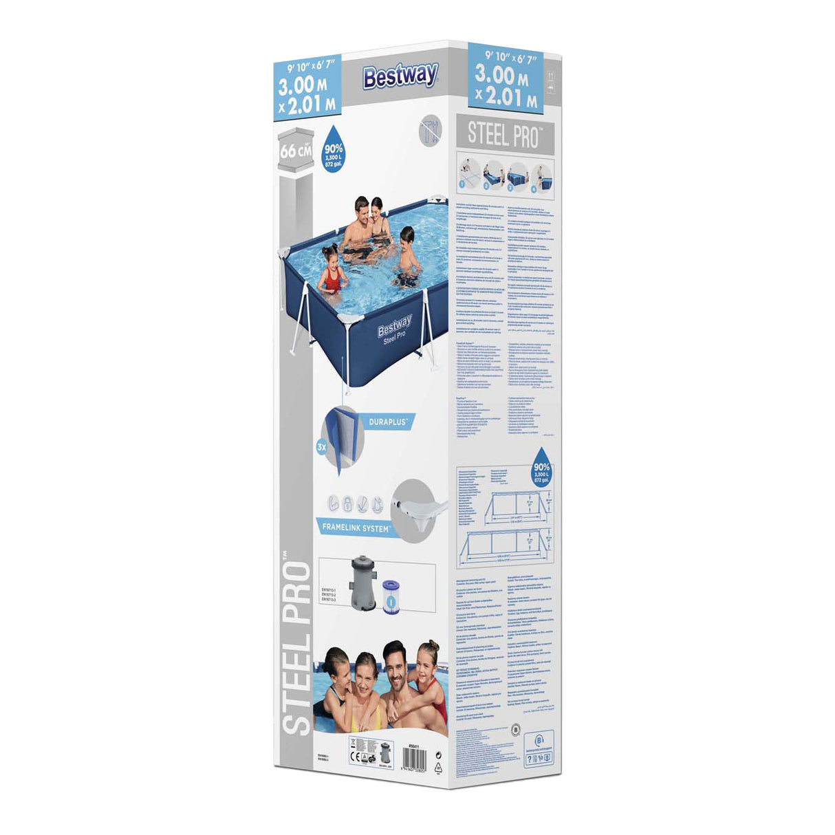 Bestwung schwammen Pool Stol Pro Set Rechteck, 300cm