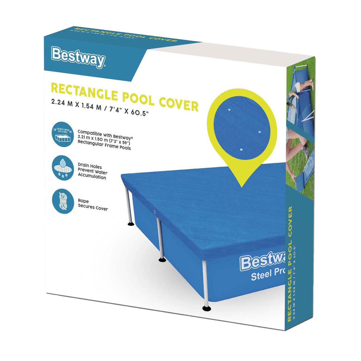 Rectángulo de tapa de acero de Bestway Rectángulo 221 azul