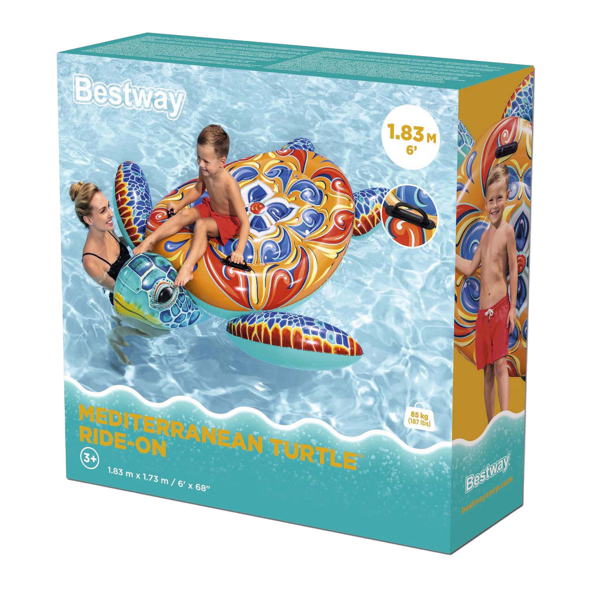 Bestway Rider Mëttelmier opblaasbar Schildkröt, 186cm
