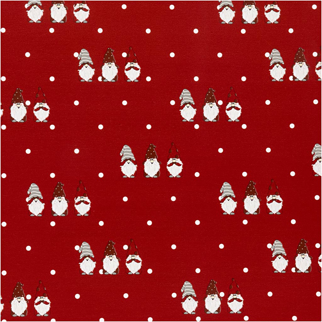 Creativ company inpakpapier, scandinavische kerstkabouter, b: 50 cm, 80 gr, rood, 5 m 1 rol