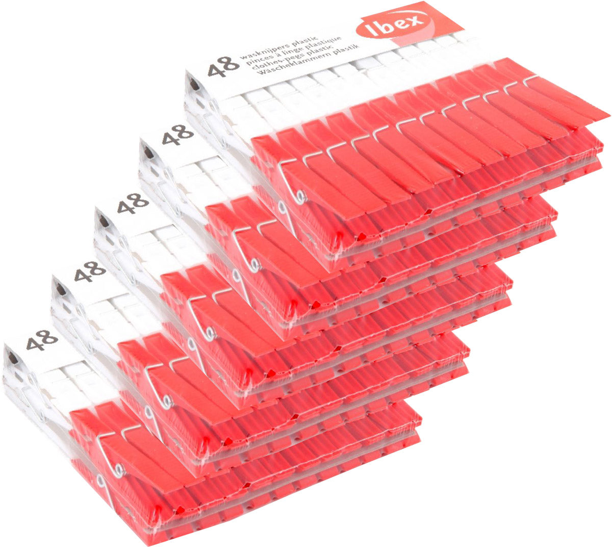 Ibex clothes pegs plastic 5 pack of 48 pieces