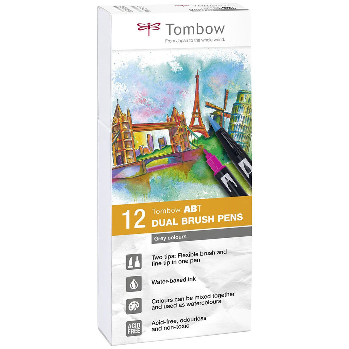 Tombow • brush pen abt dual brush pen set primary colours 12pcs