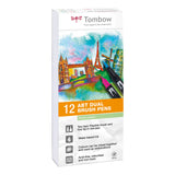 Tombow • štetcové pero abt dual brush set pastelových farieb 12ks