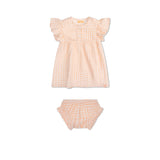 Sunset Grid | Orange White Girls Set Beach - Muslin