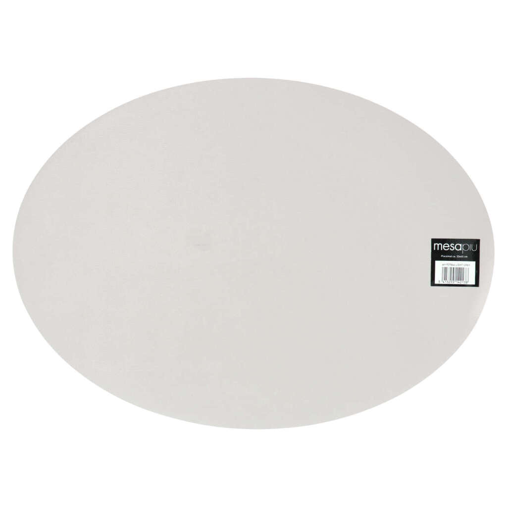 Mesapiu placemat leather look light gray oval 45x33 cm