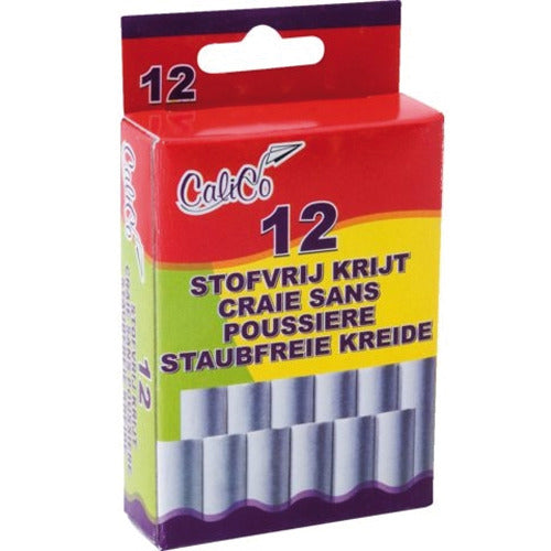 Basic schoolbord krijt stofvrij 12 stuks wit