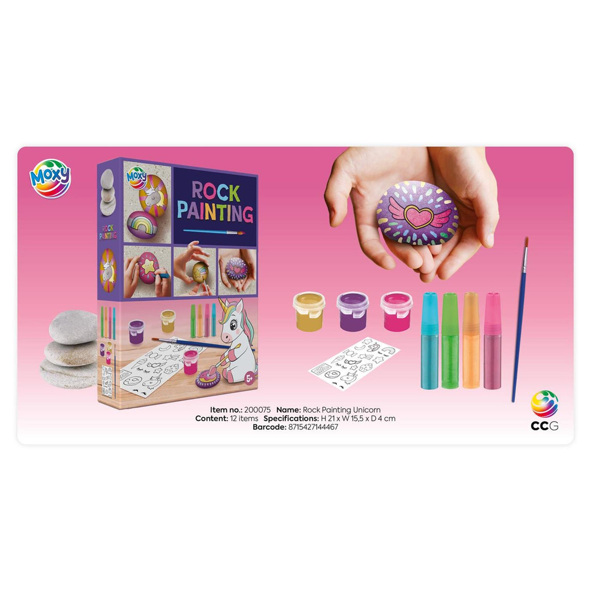 Unicorno di pittura su pietra di gruppo artigianale creativo