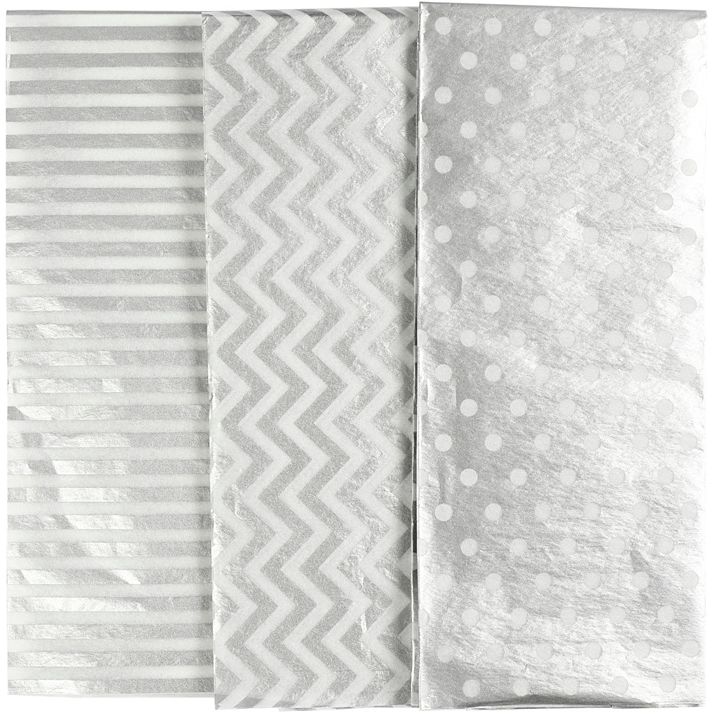 Creativ company tissue paper, sheet 50x70 cm, 17 gr, silver, 6 sheets 1 box