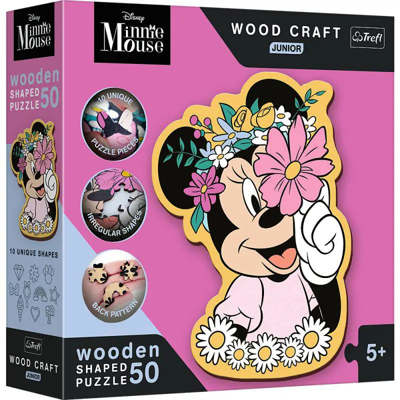 Trefl hëlzent minnie mouse junior puzzel vun 50 Stécker