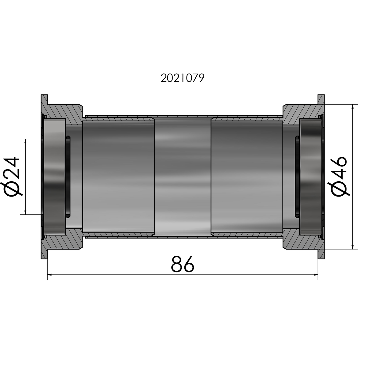 Elvedes bottom bracket adapter Press Fit B386 Shimano 24mm