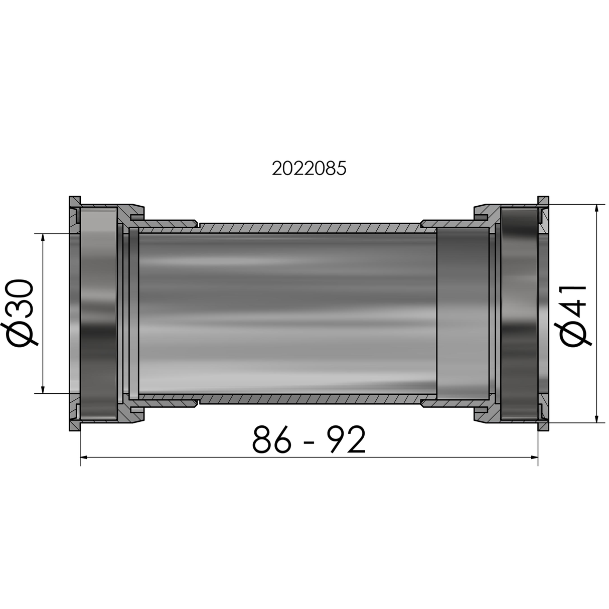 Elvedes Bot.Bracket Press Fit 41mm BB86-92 Shim.