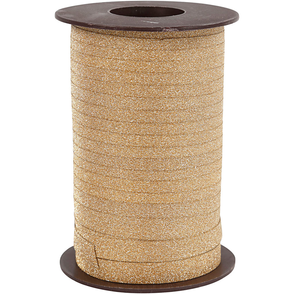 Creativ company gift ribbon, w: 10 mm, glitter, gold, 100 m 1 roll