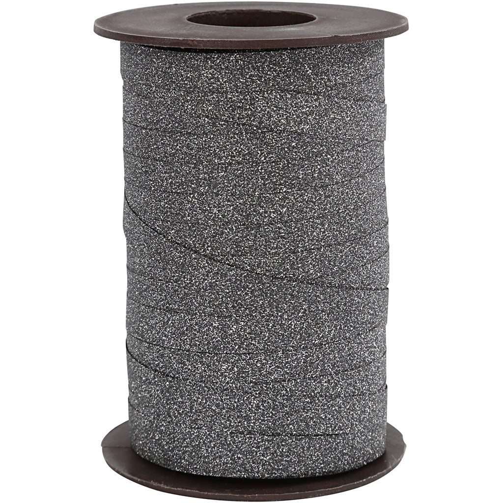 Creativ company gift ribbon, w: 10 mm, glitter, black, 100 m 1 roll