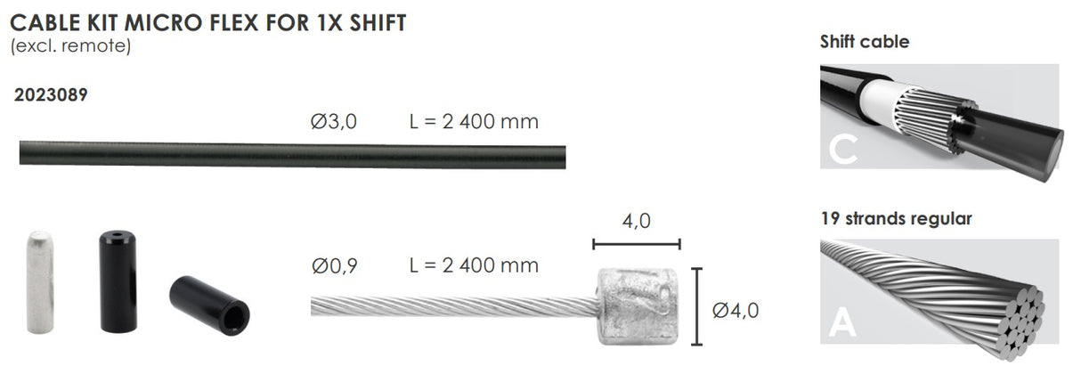 Elvedes súprava spínacieho kábla micro flex ø3,2mm 2500mm 2500mm