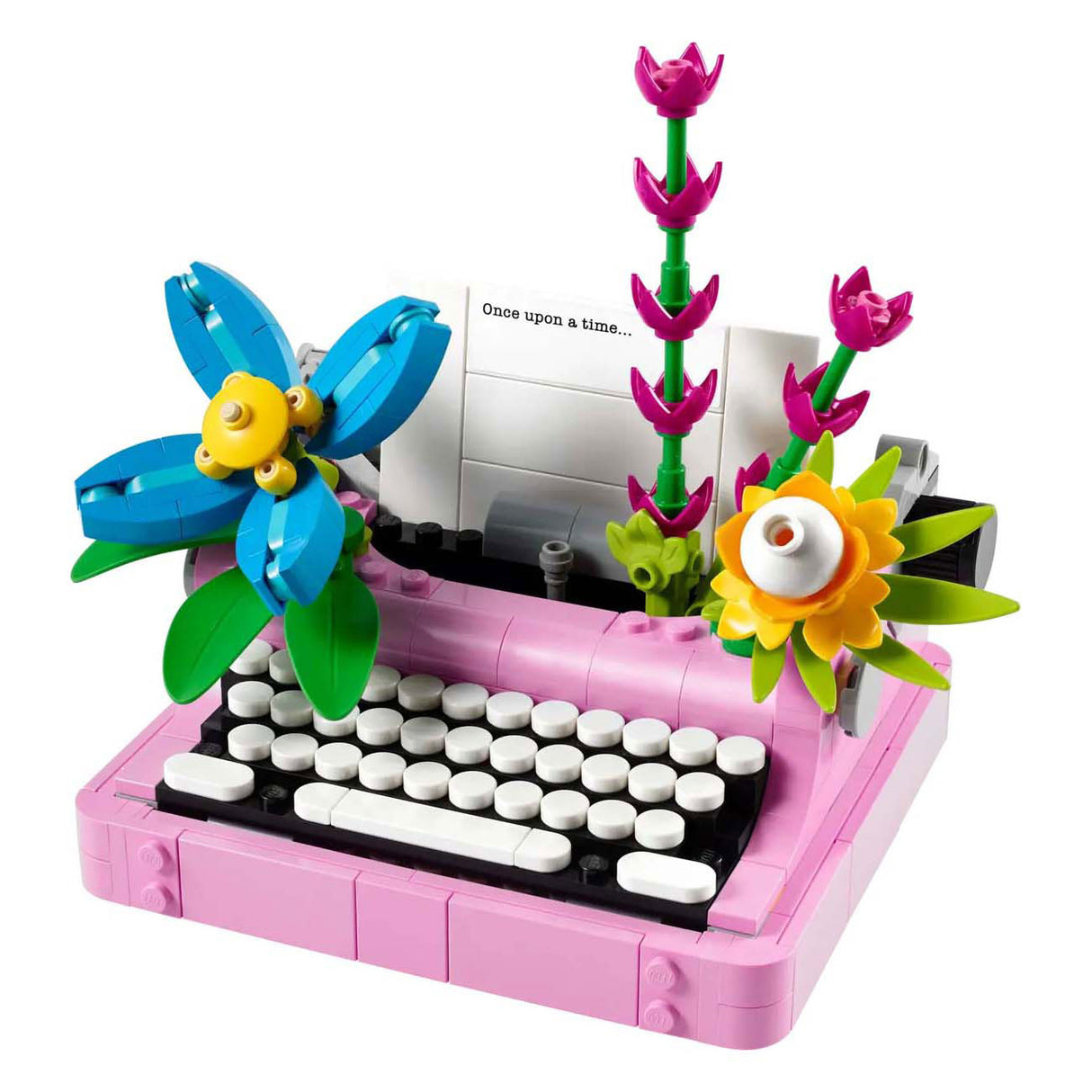 Máquina de escribir Lego Creator 31169 con flores.