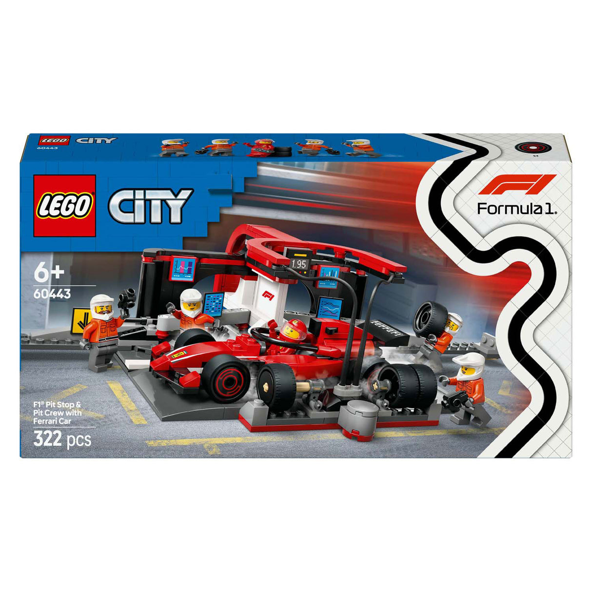 Lego City 60443 F1 Pitstop e pitcher con Ferrari Auto
