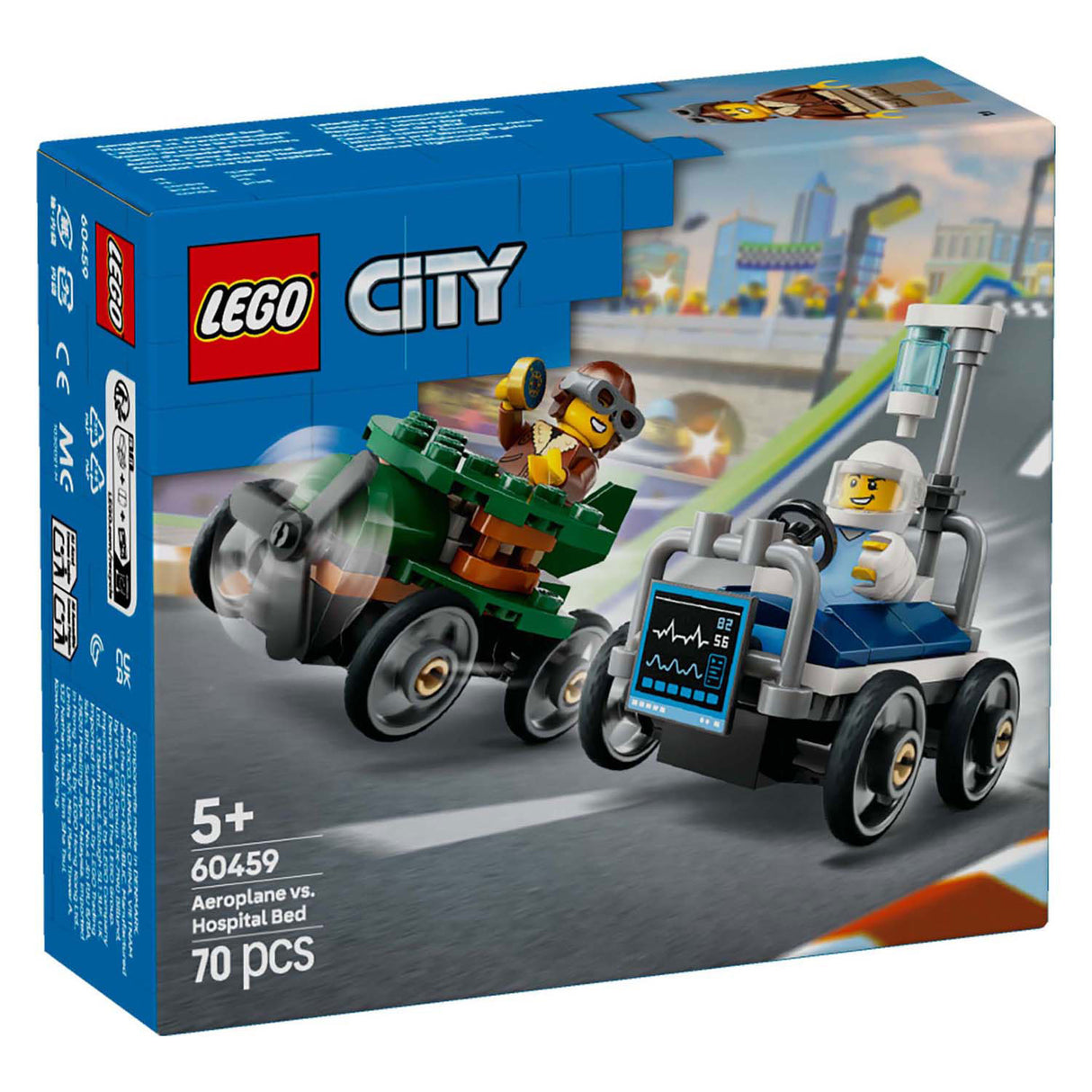 LEGO 60459 City Great Vehicles Raceatopakket: aereo contro letto d'ospedale