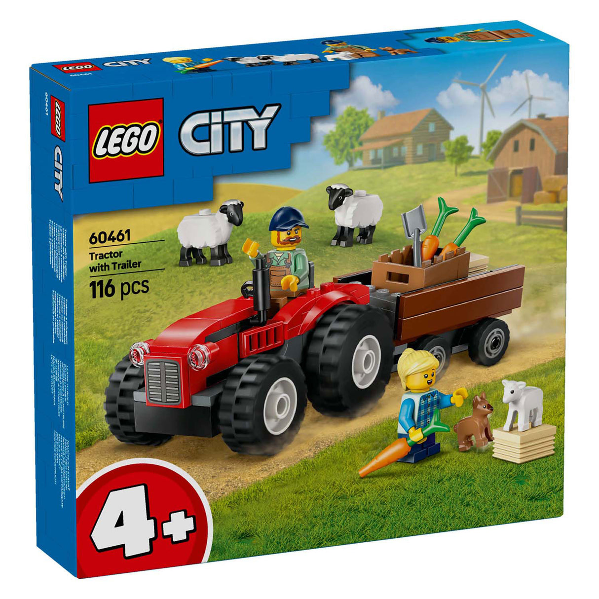 LEGO 60461 City Skvělá vozidla Red Tractor s přívěsem a ovcemi