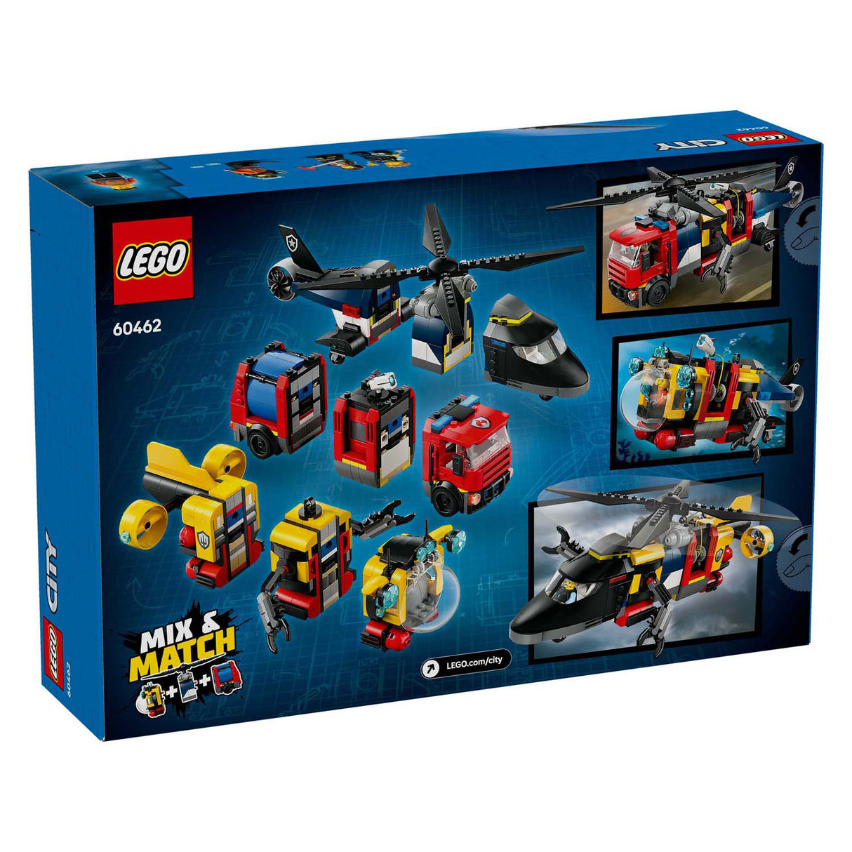 LEGO City 60462 Helicopter, fire truck and Submire Remix