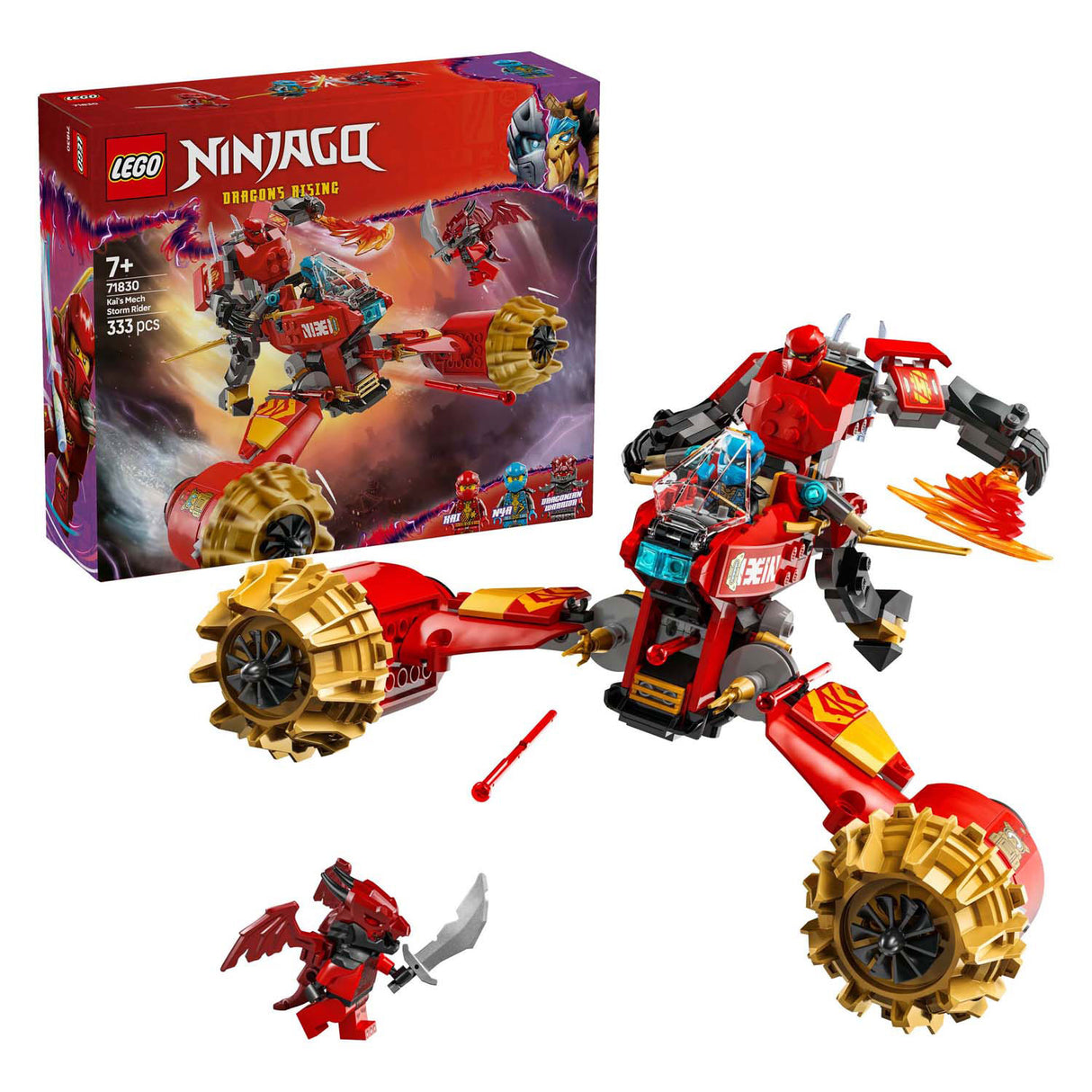 Lego 71830 ninjago kai mecha storm transporto priemonė