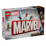 Lego superhelte 76313 marvel logo og minifigurer