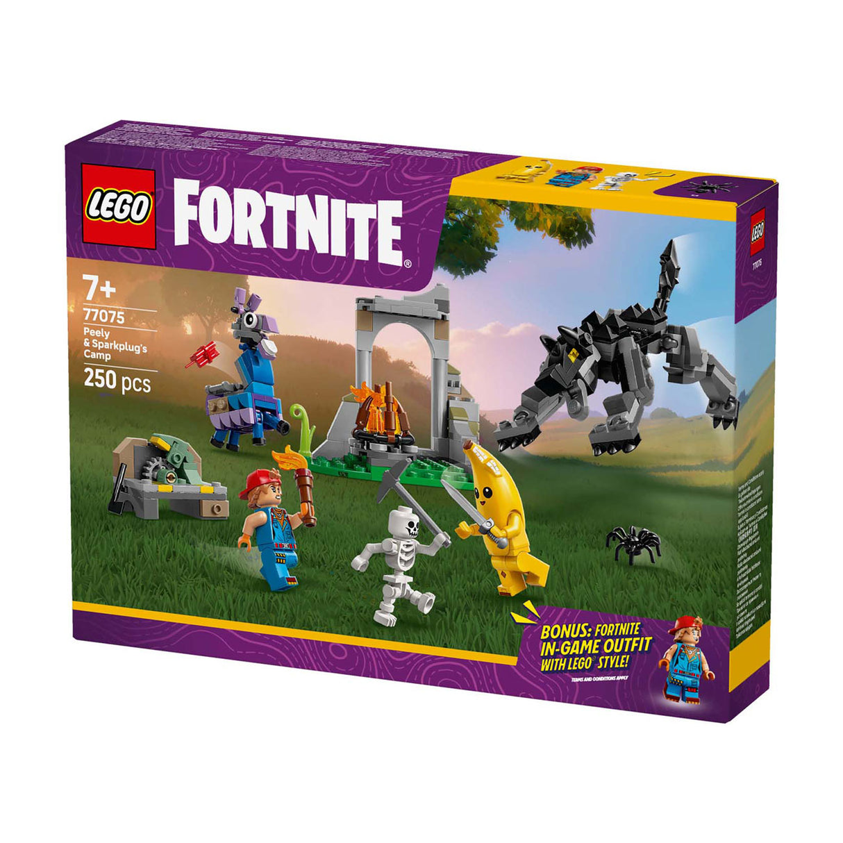 LEGO 77075 Fortnite Peely y Sparkplugs Camp