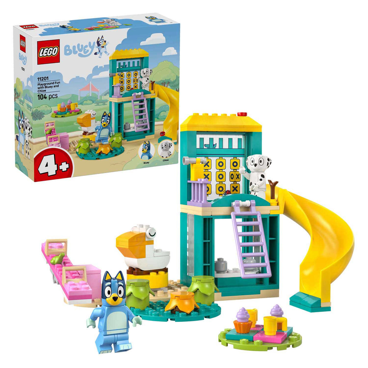 Lego Duplo 11201 Bluey agus Chloe sa chlós súgartha