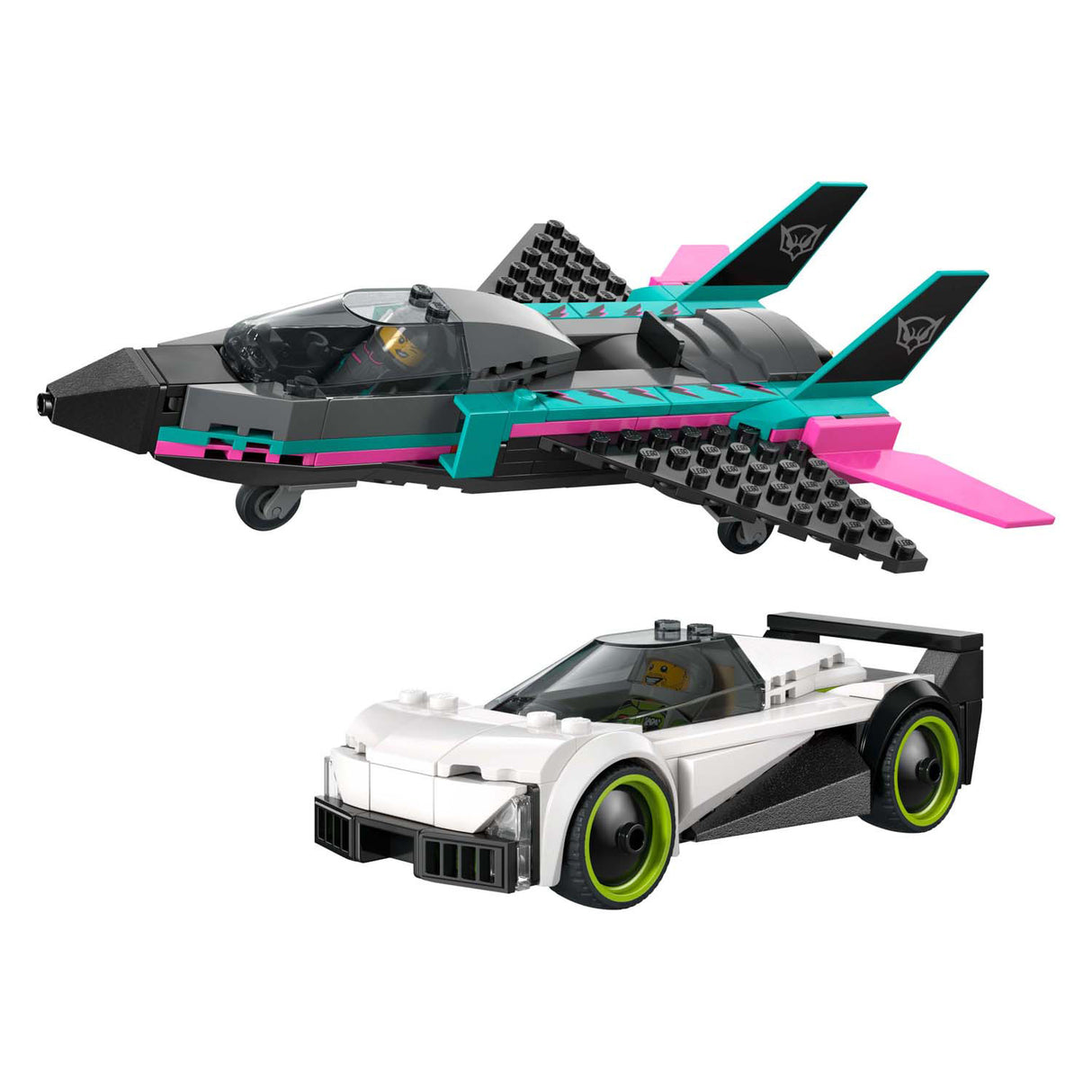 Lego city jet vs. car6 constructiespeelgoed