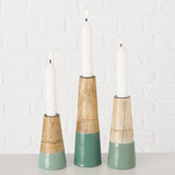 Boltze home kandelaar hotou 3-delig mangohout groen