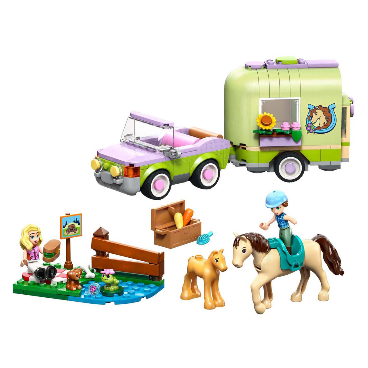 Lego friends 42695 přívěs a kůň a hříbě