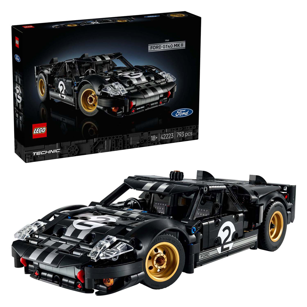 Lego technic 42223 1966 ford gt40 mkii kilpa-auto