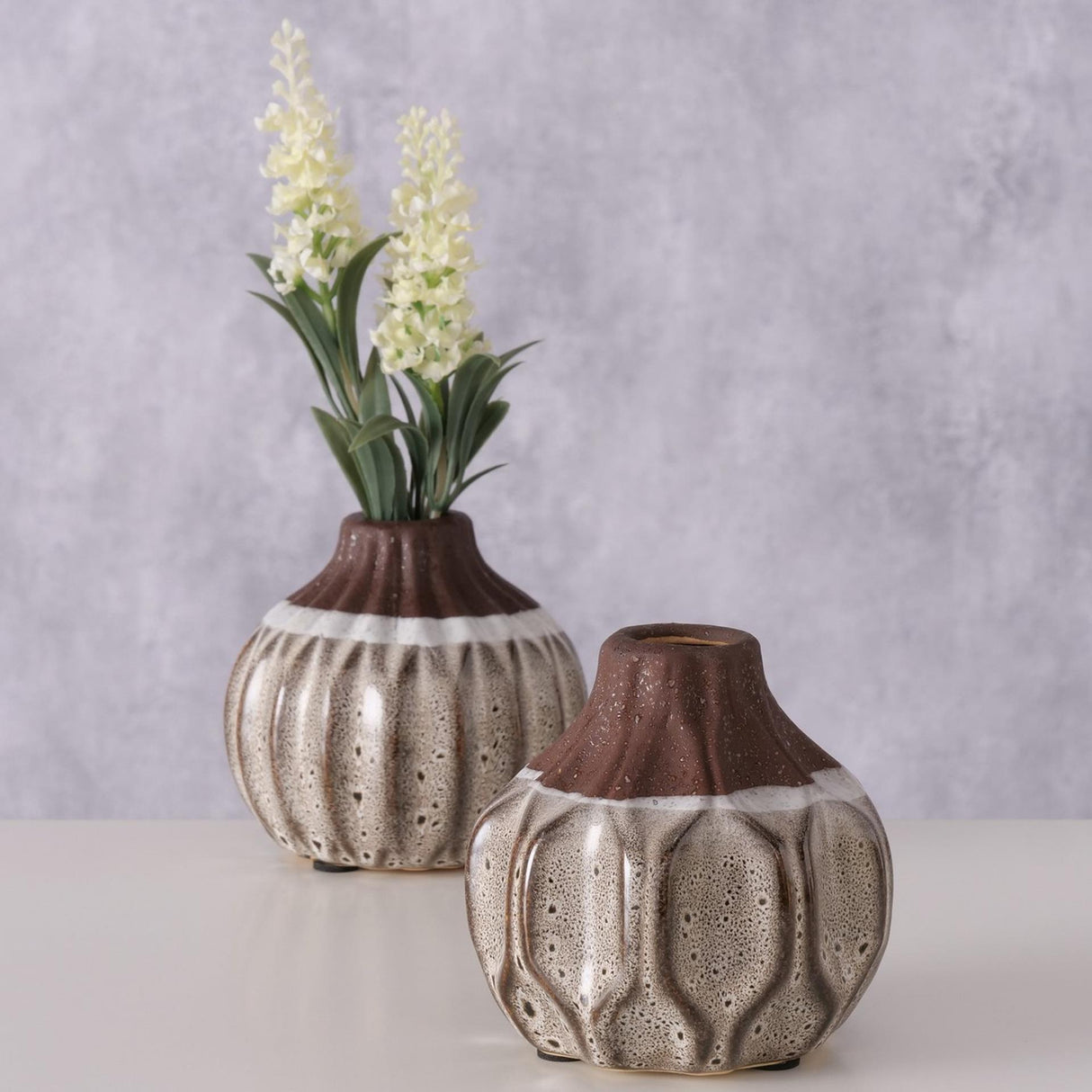 Boltze home vaas malia h9cm keramiek bruin