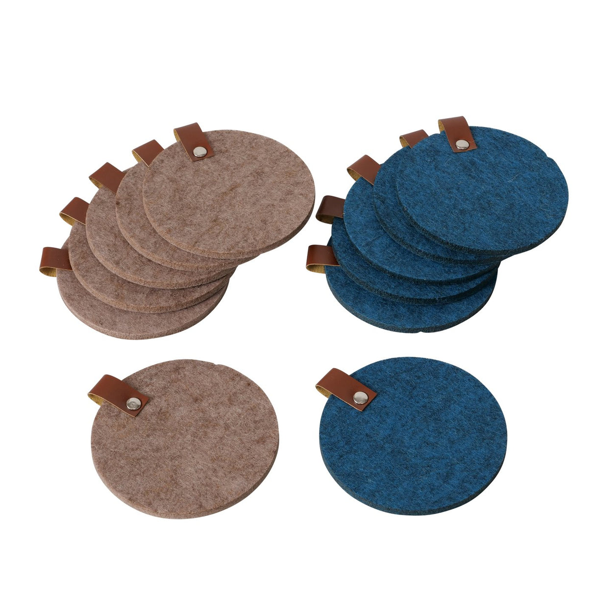 Boltze home coaster felt with leather 6 pieces d10cm