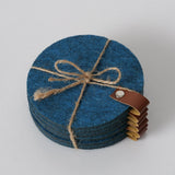 Boltze home coaster felt with leather 6 pieces d10cm
