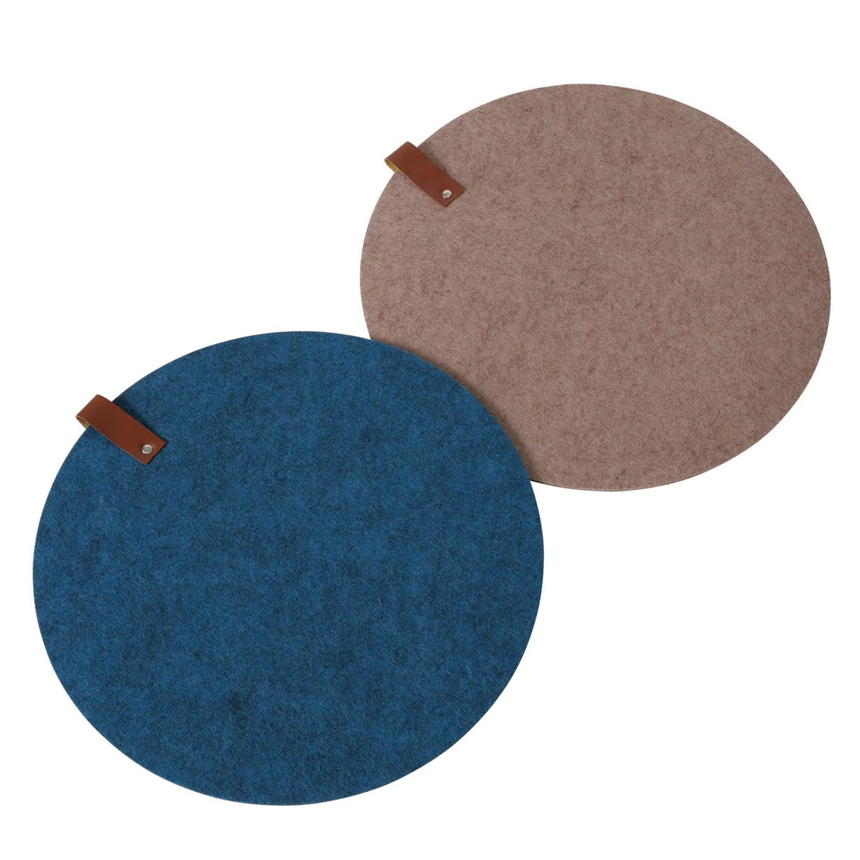 Boltze home placemat round felt with leather d38cm