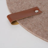 Boltze home placemat round felt with leather d38cm