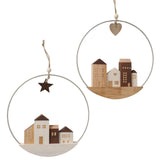 Boltze home decoratieve hanger met huisjes dia 25cm
