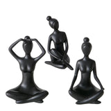 Boltze home beeld yoga vrouw zwart keramiek h10cm