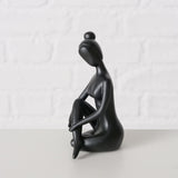 Boltze home beeld yoga vrouw zwart keramiek h10cm