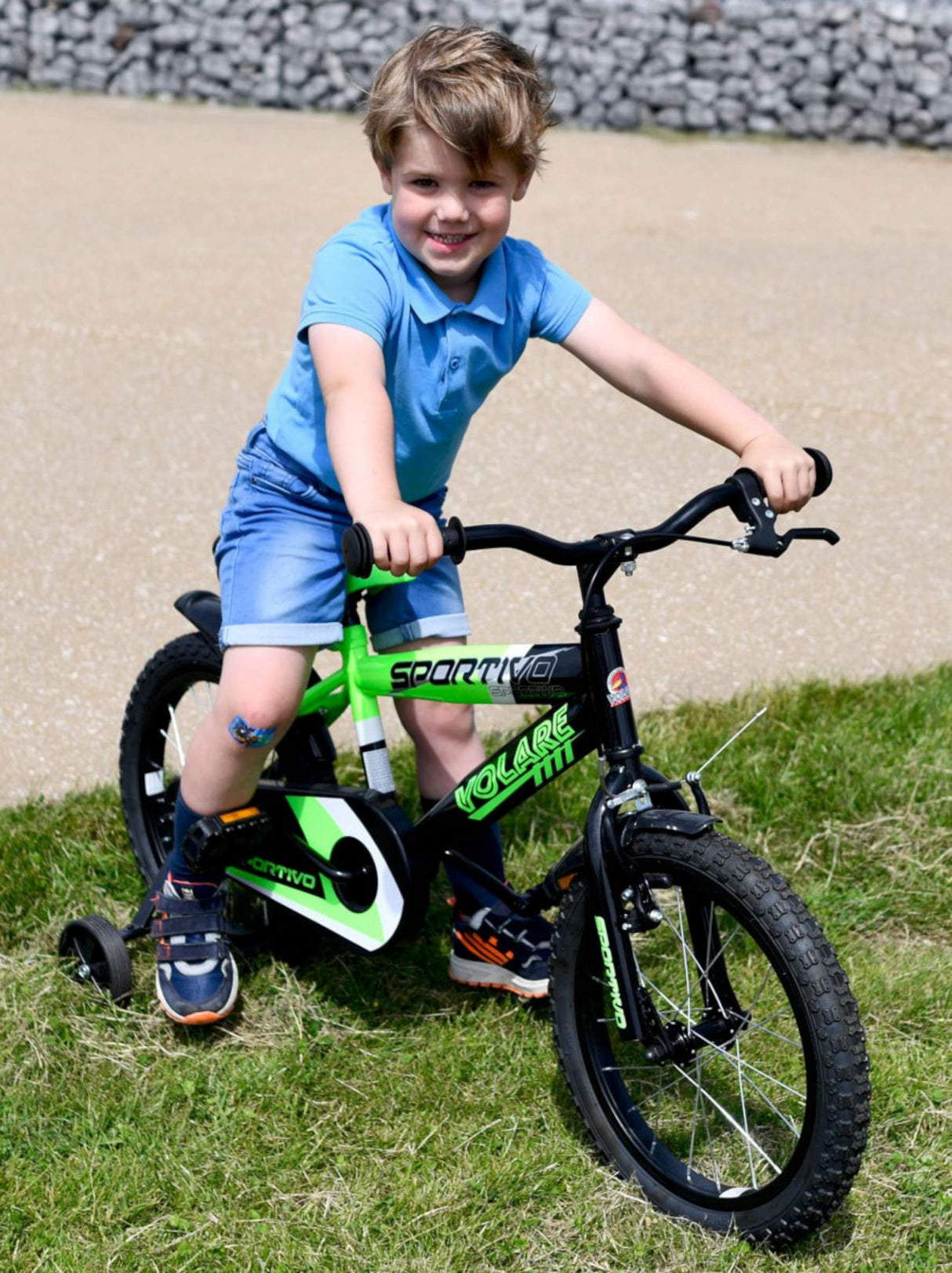 Volare Sportivo Children's Bike Boys 14 inch Neon Green Black 95% assembled