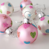 Boltze home kerstbal mini glas roze-wit 12 stuks