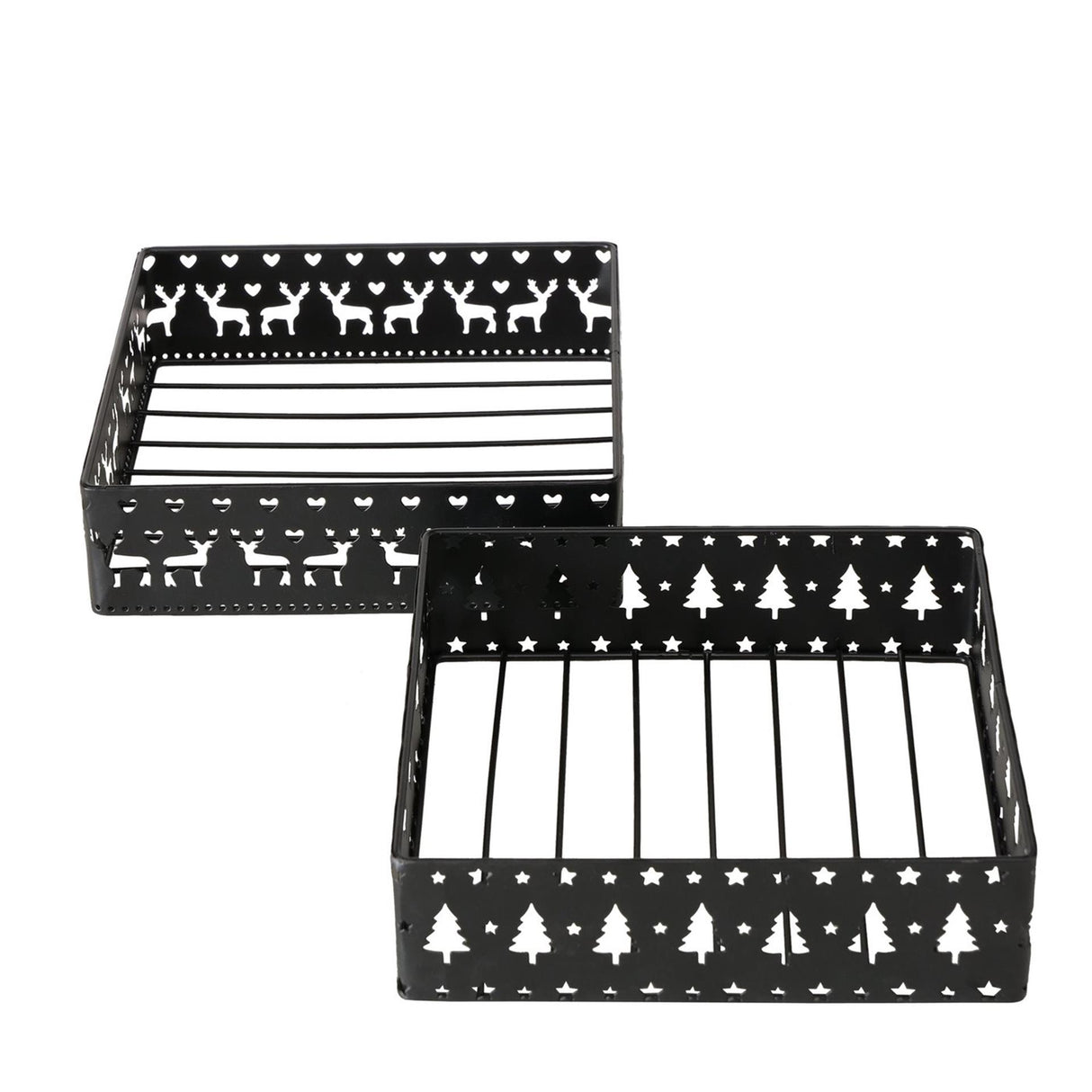 Boltze home servethouder zwart metaal met kerstdecor