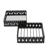 Boltze home servethouder zwart metaal met kerstdecor