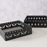 Boltze home servethouder zwart metaal met kerstdecor