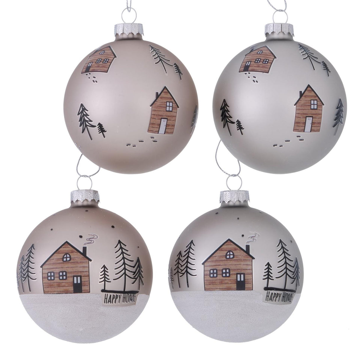 Boltze home kerstbal homewood glas huisjes dia 8 cm