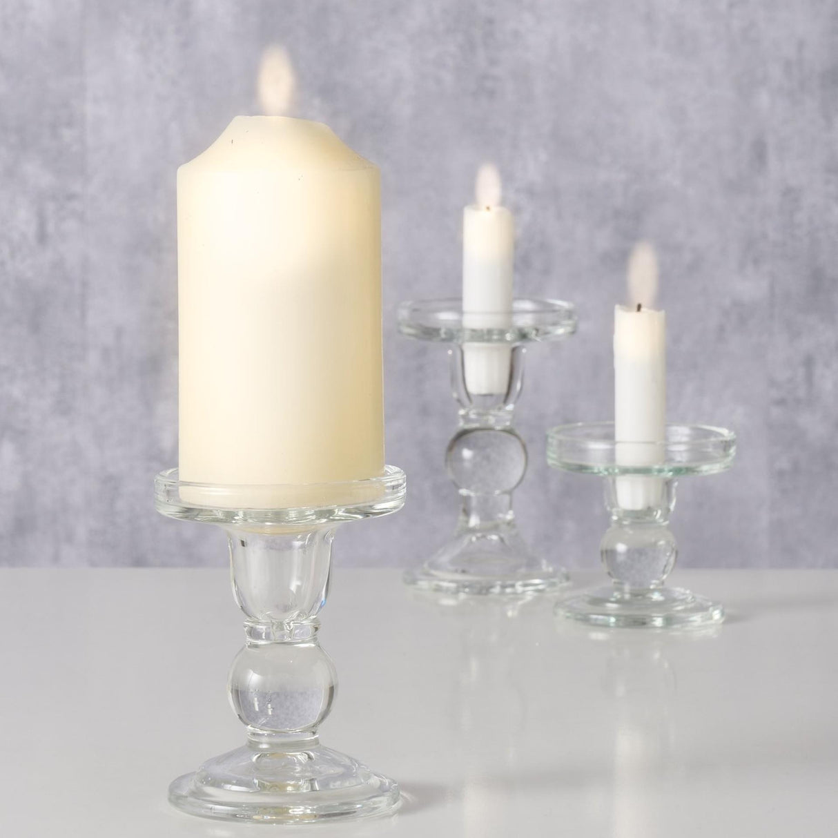 Boltze home kandelaar glas 3-dlg set 13,4cm