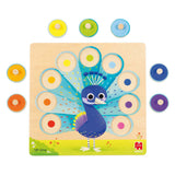 Jumbo goula - wooden stud puzzle peacock, 9 pcs.