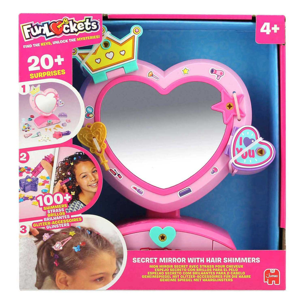 Jumbo Funlockets Secret Mirror with Hair Glitter
