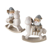 Boltze home kerstman op schommelpaard hars h11cm